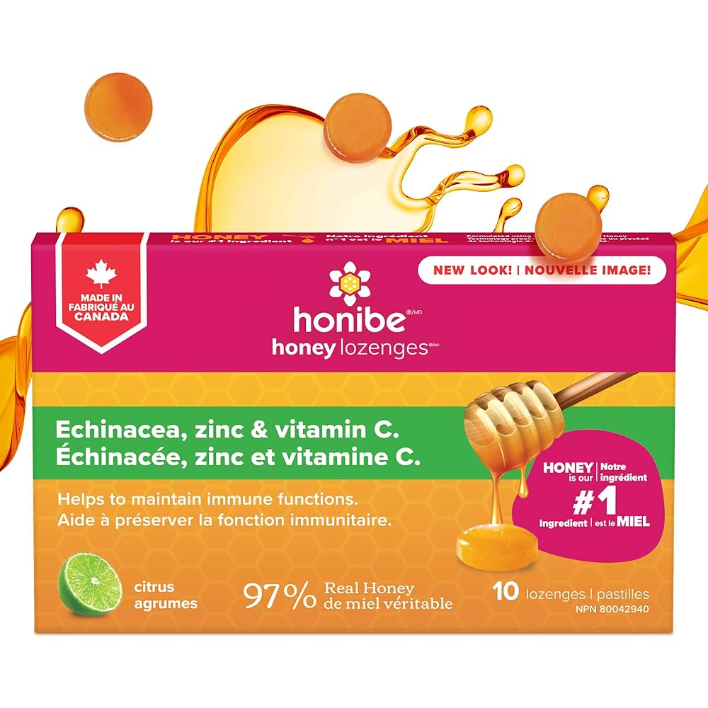 Honibe: Honey Lozenges Immune Boost Echinacea, Vitamin C, & Zinc 10 lozenges