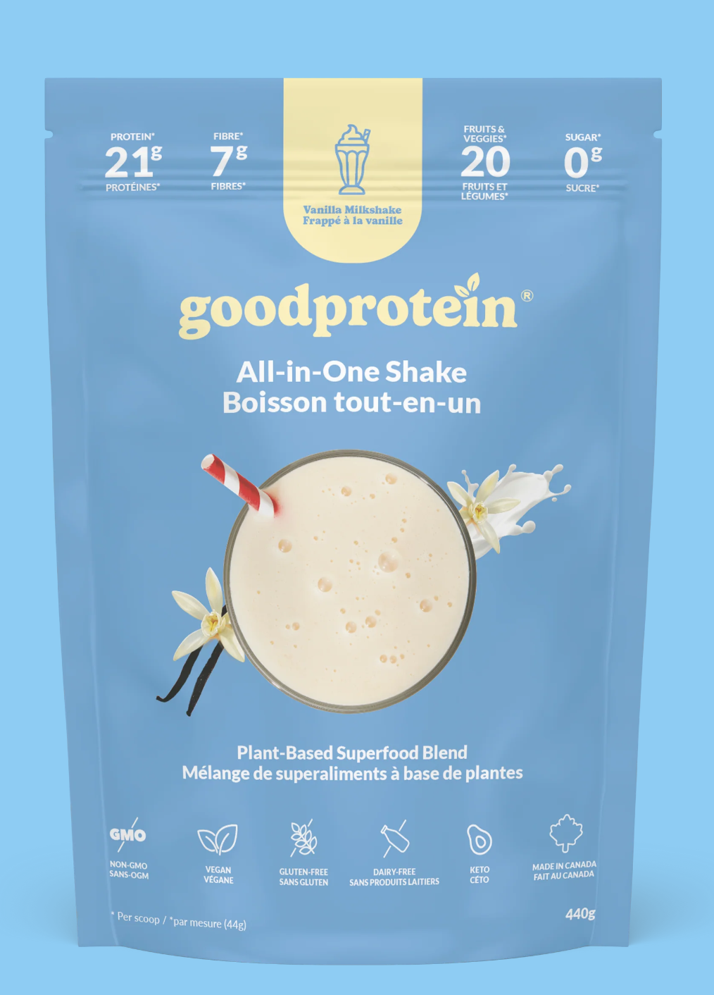 Good Protein Plant-Based Protein Powder Vanilla Milkshake 440g