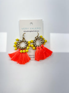 Valero Jewellery Red & Yellow Tassel Earrings
