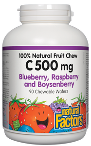 Natural Factors: C 500mg Fruit Chews, Blueberry, Raspberry and Boysenberry 90 Chewable Tablets