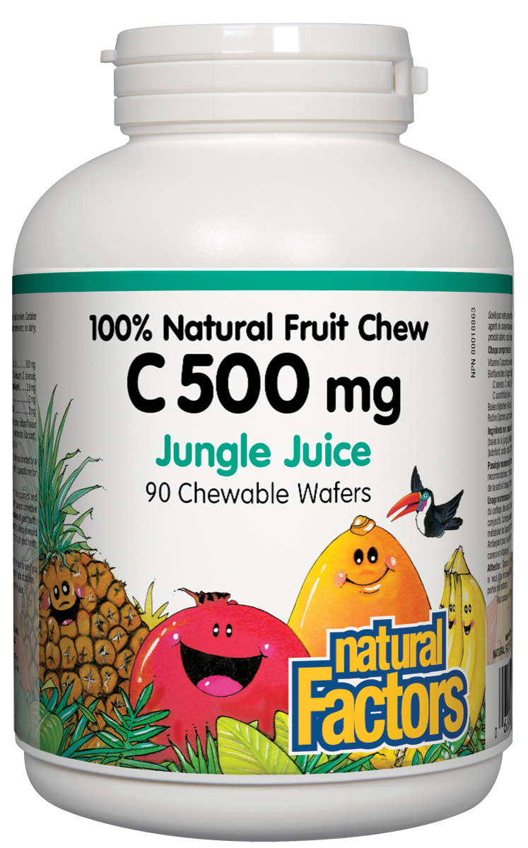 Natural Factors: Vitamin C 500mg Fruit Chews, Jungle Juice 90 Chewable Tablets