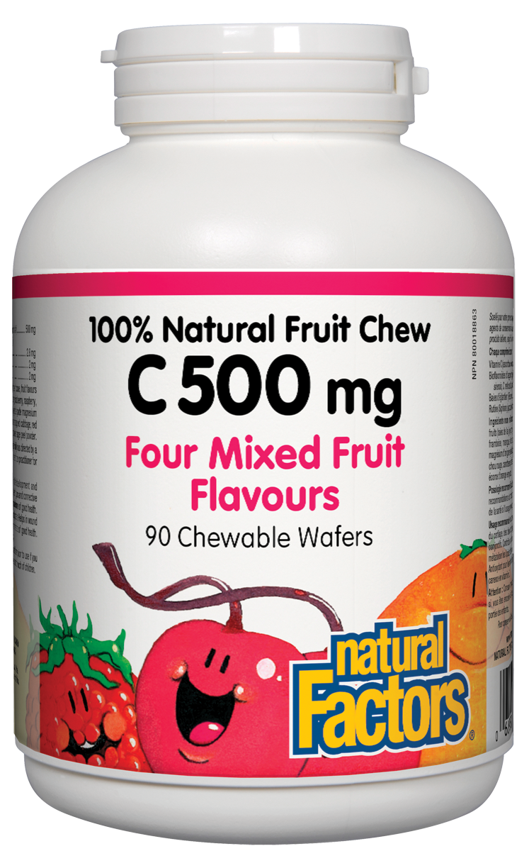 z draft Natural Factors: C 500mg Fruit Chews, Four Mixed Fruit Flavours 90 Chewable Tablets