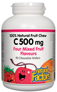 z draft Natural Factors: C 500mg Fruit Chews, Four Mixed Fruit Flavours 90 Chewable Tablets