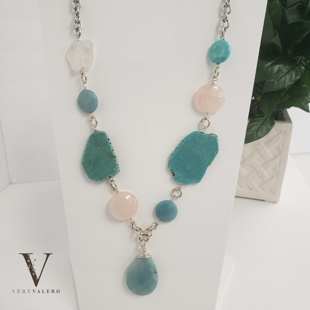 Very Valero: Large Necklace - Turquoise Medley Statement Necklace