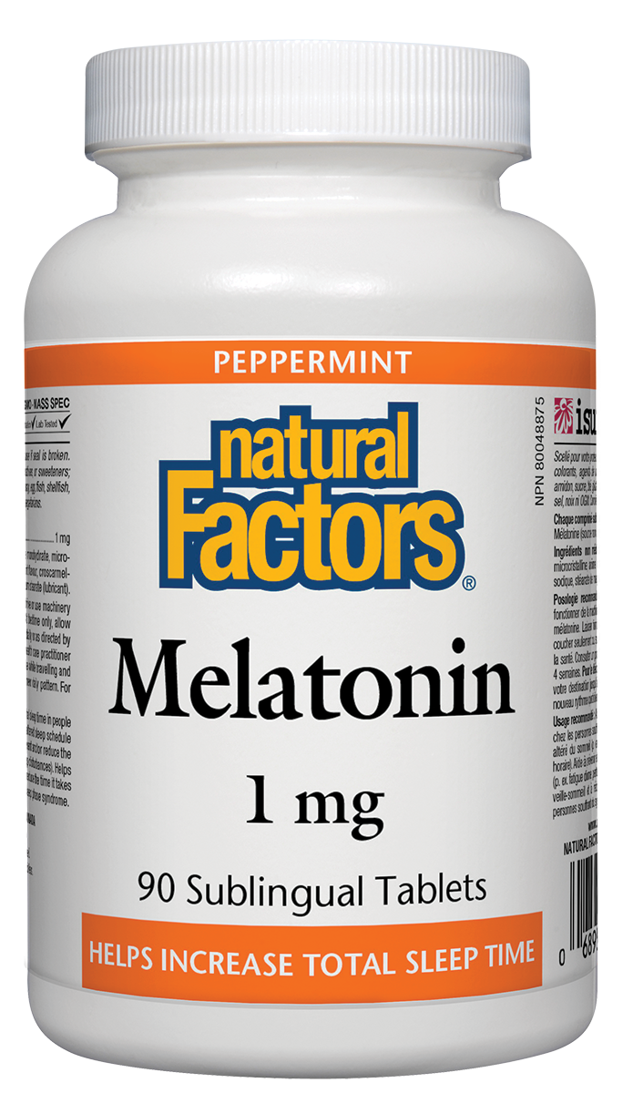 Natural Factors: Melatonin 1mg, Peppermint 90 Sublingual Tablets