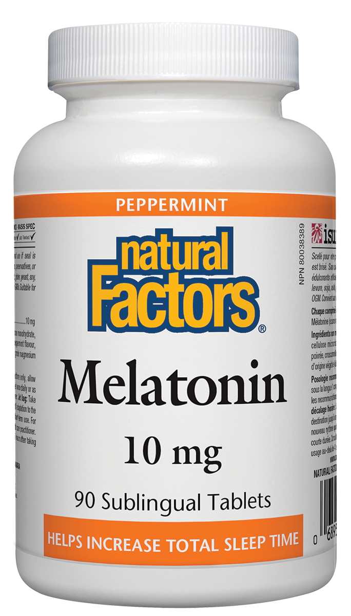 Natural Factors: Melatonin 10mg, Peppermint 90 Sublingual Tablets