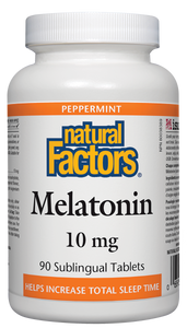 Natural Factors: Melatonin 10mg, Peppermint 90 Sublingual Tablets