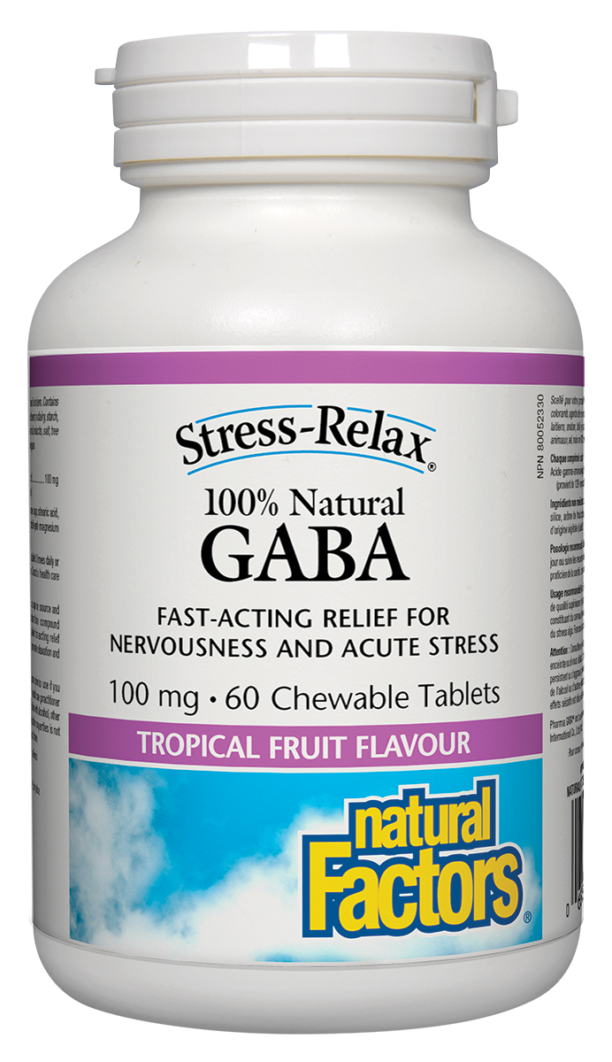 Natural Factors: GABA 100mg, Tropical Fruit Flavour 60 Chewable Tablets