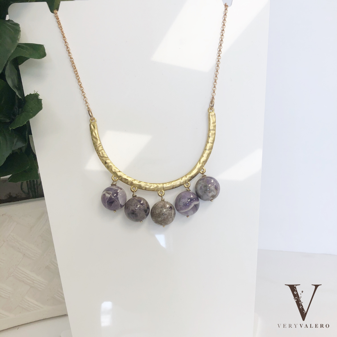 Very Valero: Medium Necklace - Purple Drops