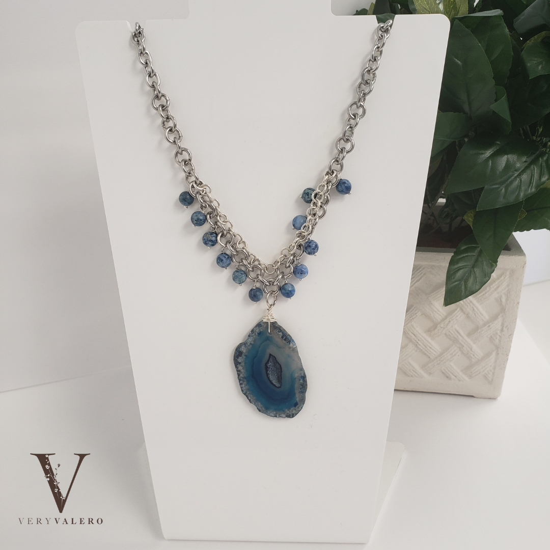 Very Valero: Medium Necklace - Something Blue Statement Necklace