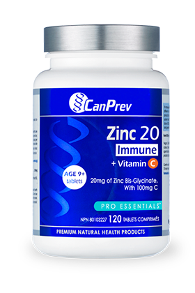 CanPrev Zinc 20 Immune + Vitamin C 120 Capsules